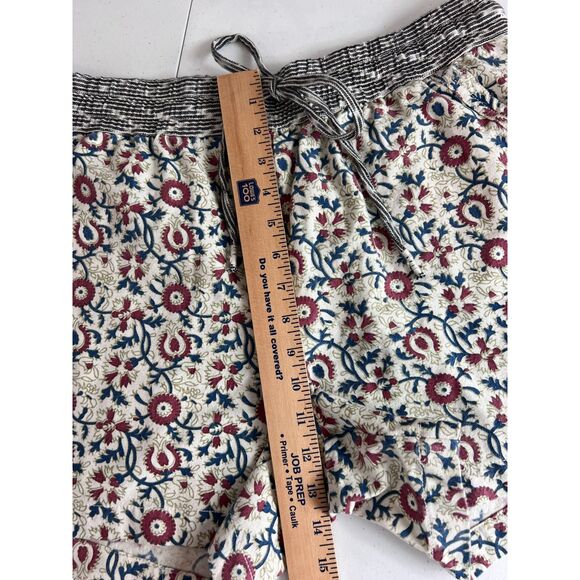 Dylan Women's Pull On Floral Shorts Red Blue Cream Cotton Drawstring Size L - Picture 9 of 12